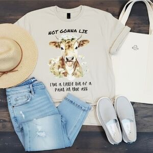 Sassy Funny Cow Graphic Tee Daisy Crown Farm Girl Shirt Western Humor Top